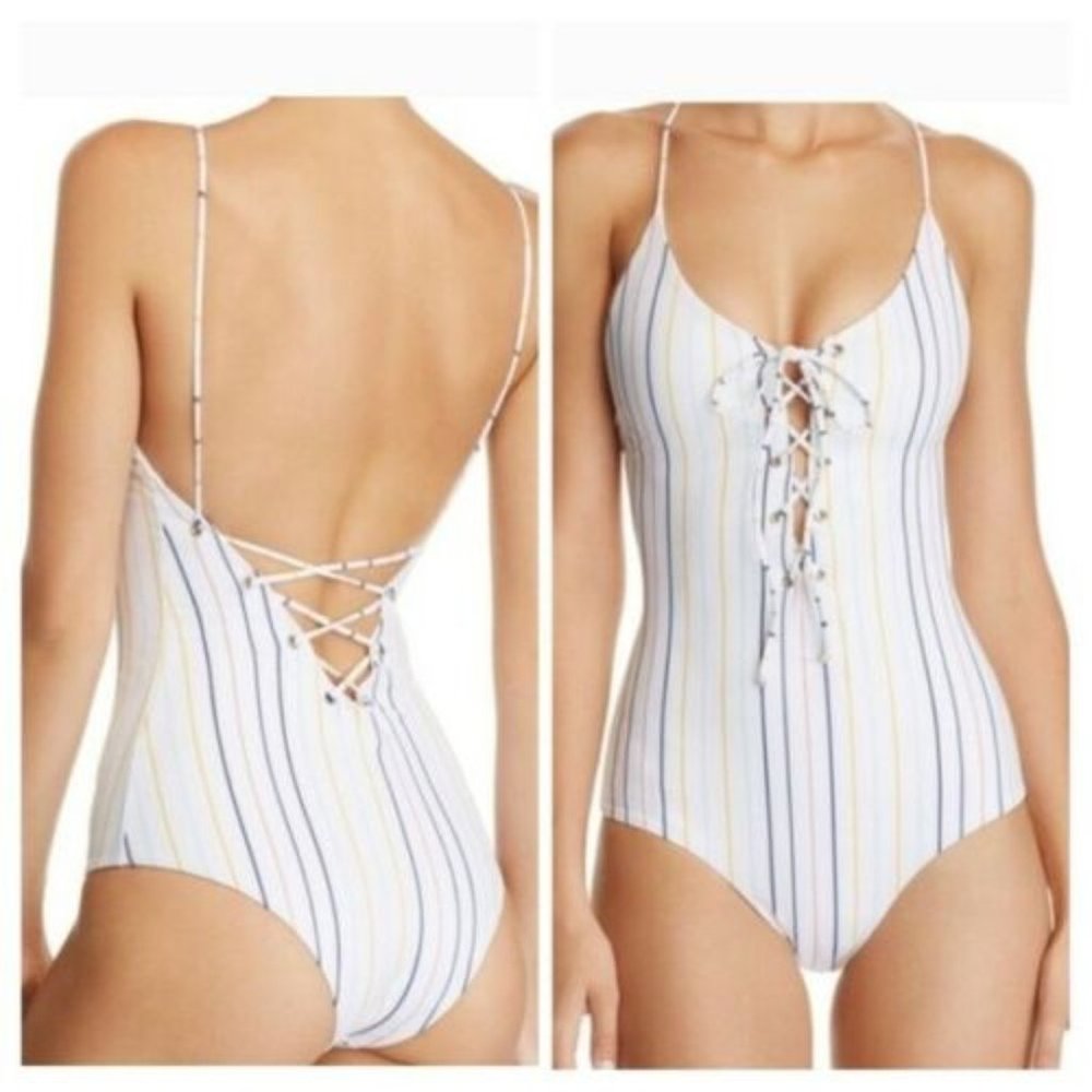 Tavik Monahan Stripe Tie Up One Piece swim suit XS